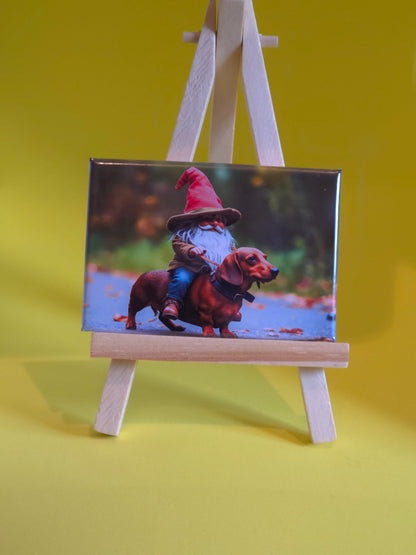 Gnomes in their natural habitat Daisy and her dog, Raptor