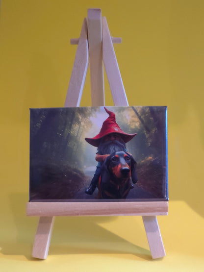 Gnomes in their natural habitat Gary and his dog, Cerberus